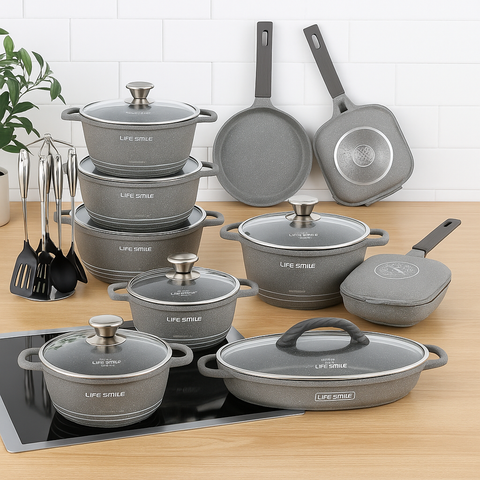 Conjunto de Ollas de Cerámica 19 Piezas Antiadherentes - Black Friday