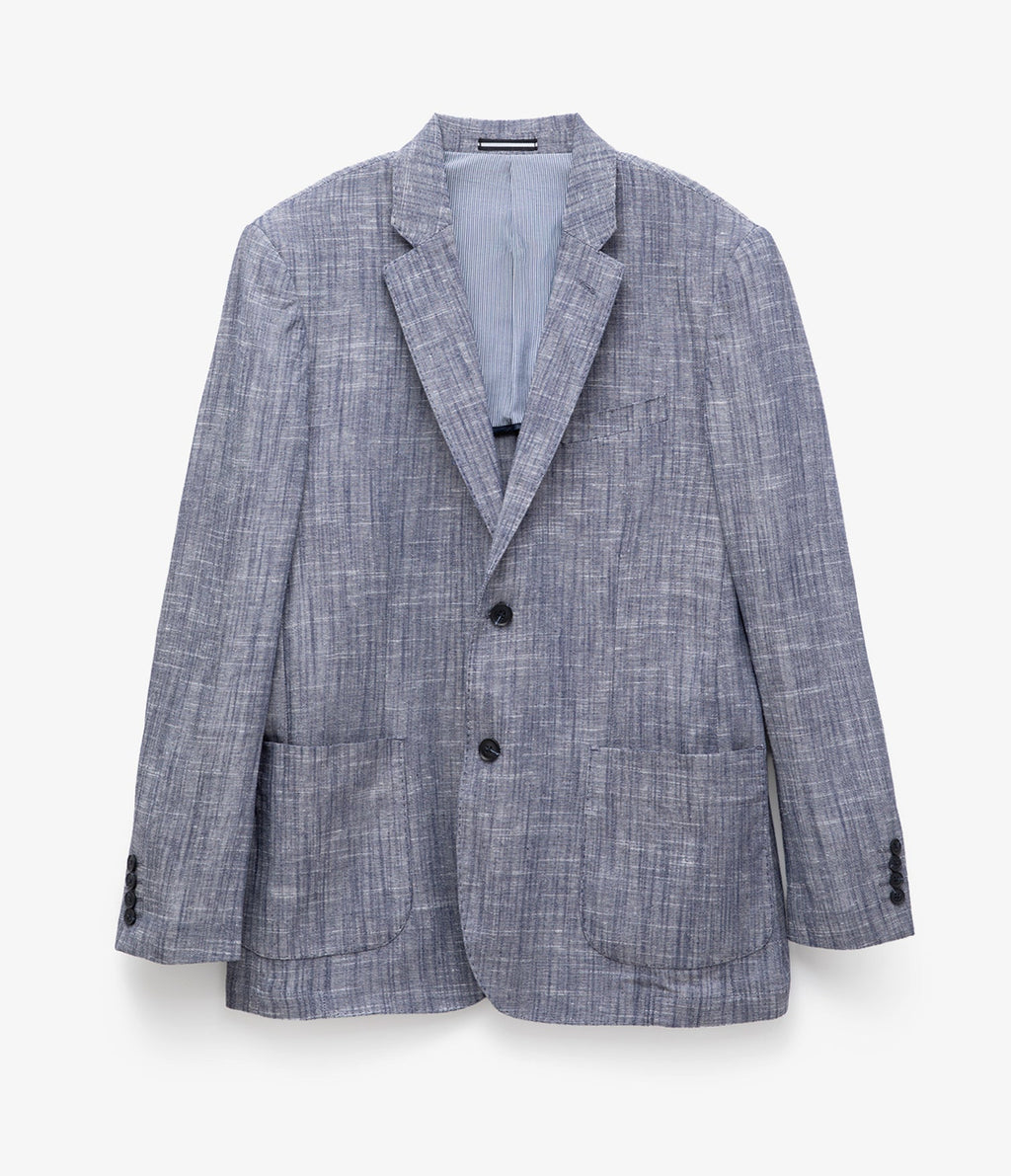 Blazer Hombre 100% Lino Azul Melange