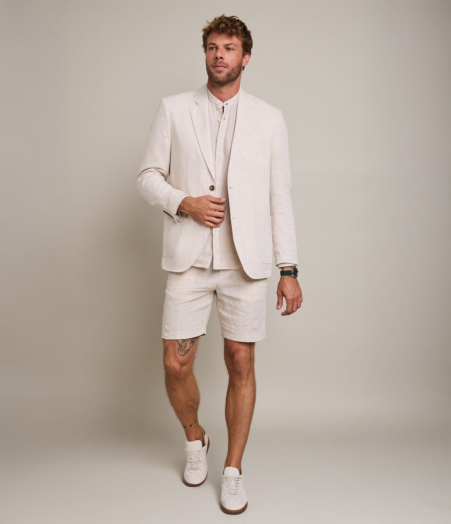 Blazer Hombre 100% Lino Beige