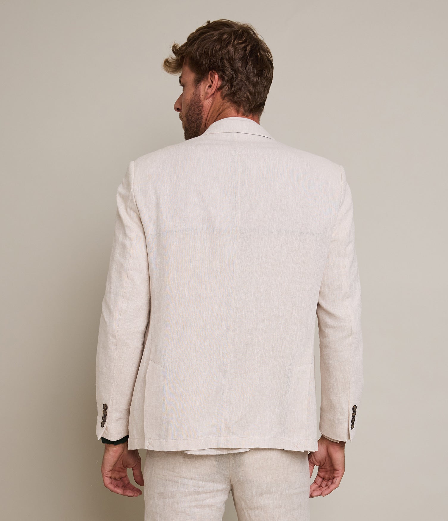 Blazer Hombre 100% Lino Beige