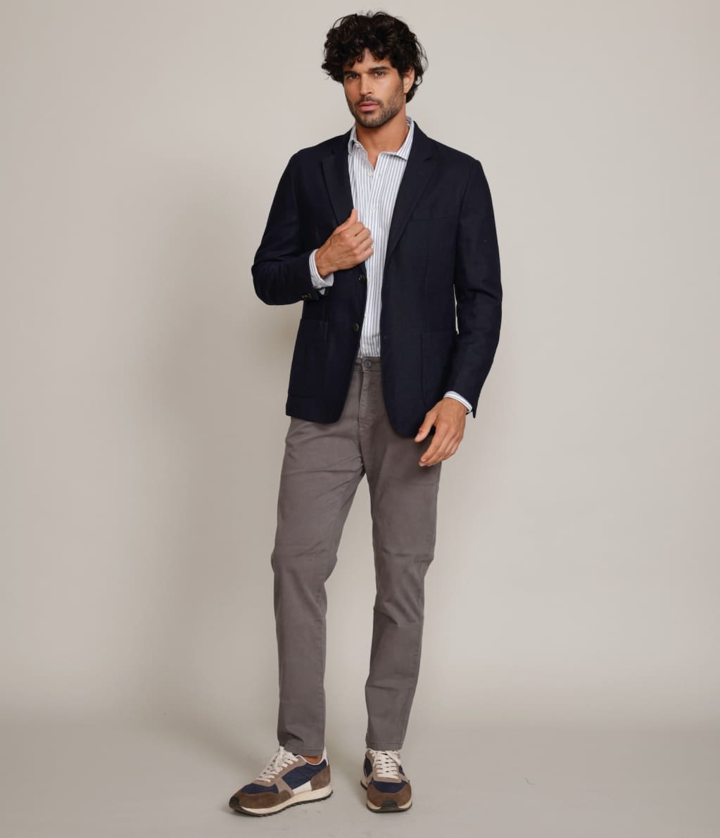 Blazer Hombre Lana Premium Azul Marino