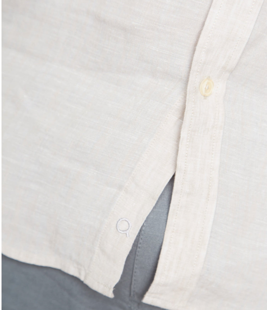 Camisa Hombre 100% Lino Saint Manga larga Beige