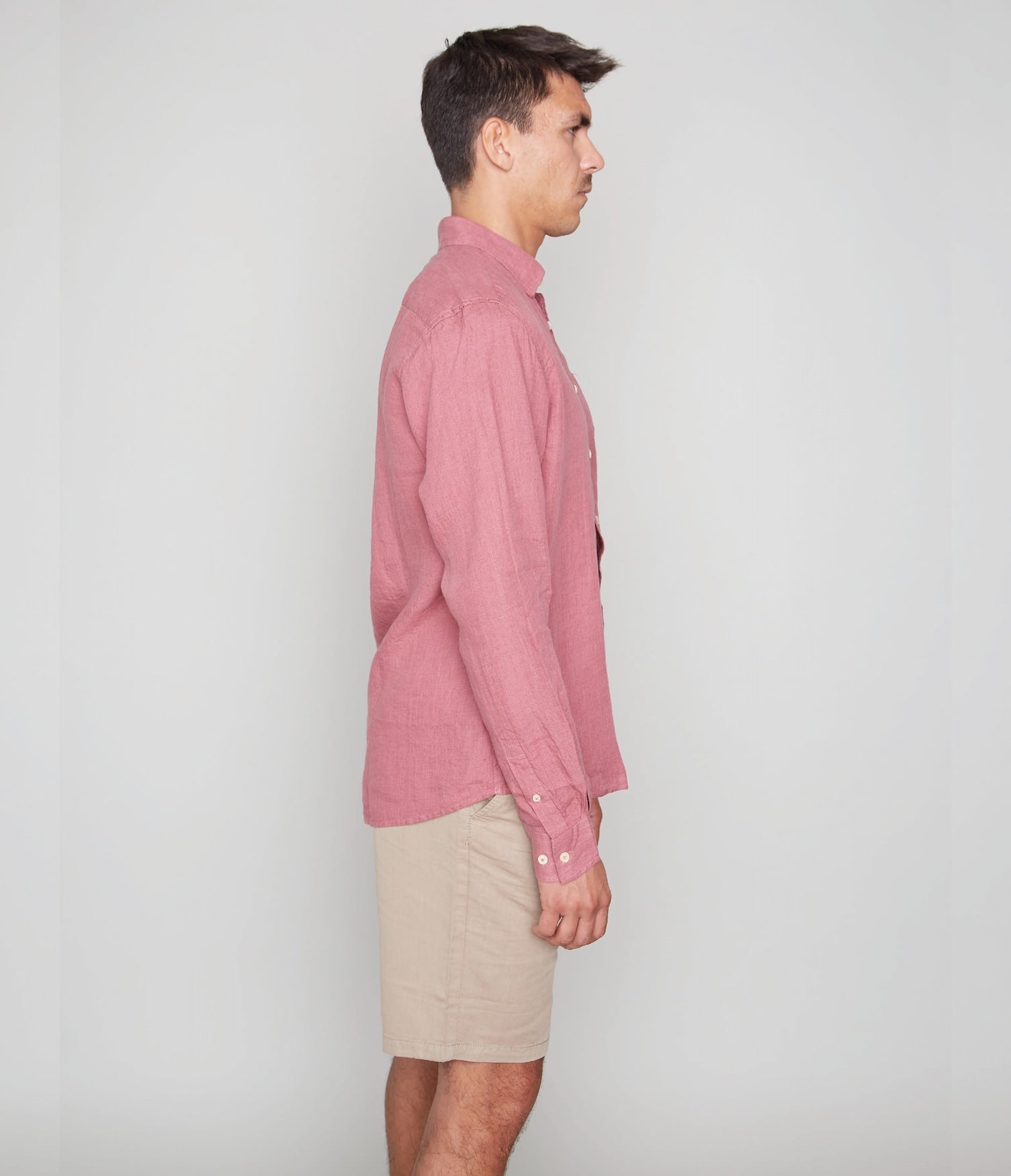 Camisa Hombre Lino Saint M/larga Rojo