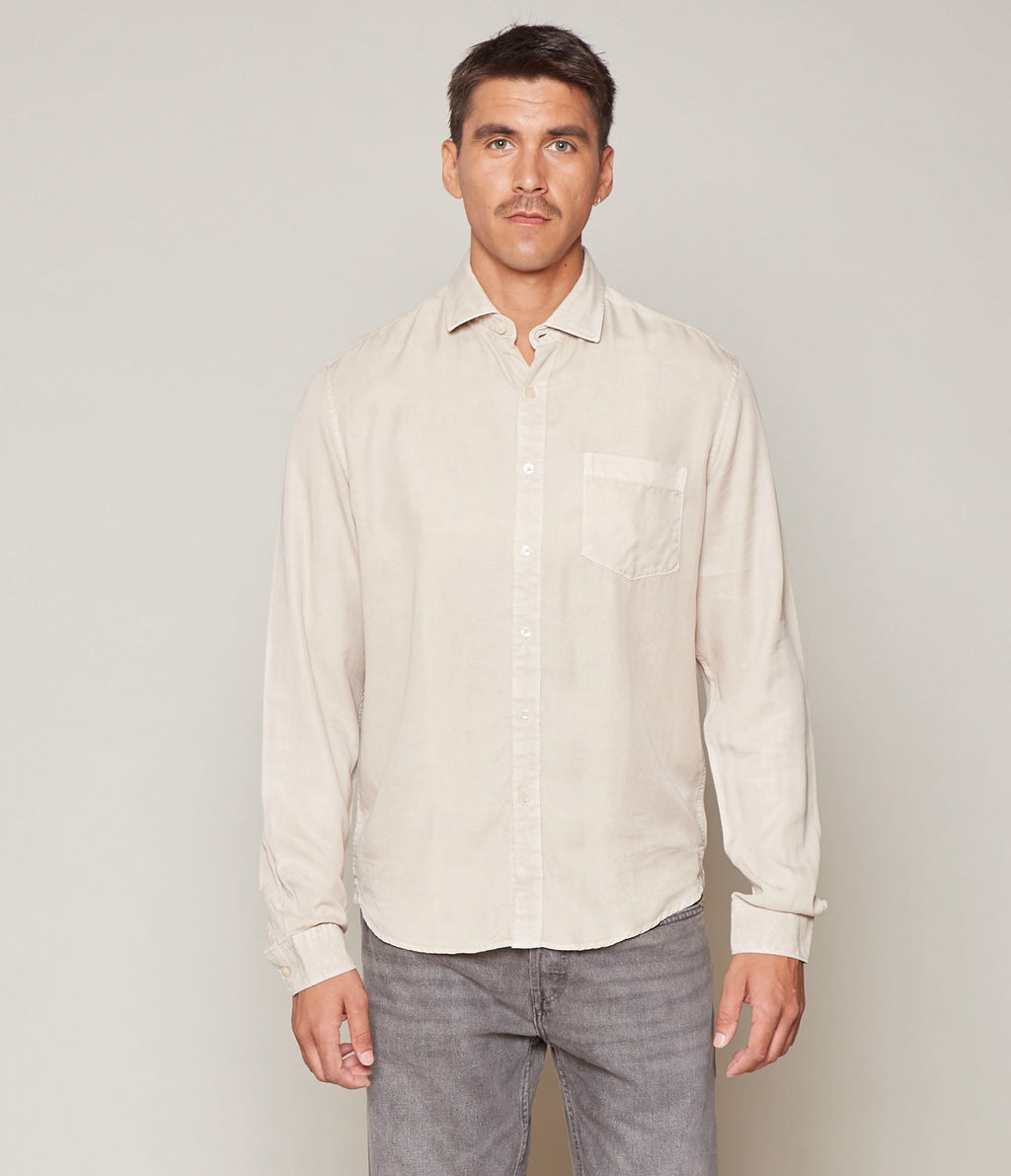 Camisa Hombre Lyocell Beige