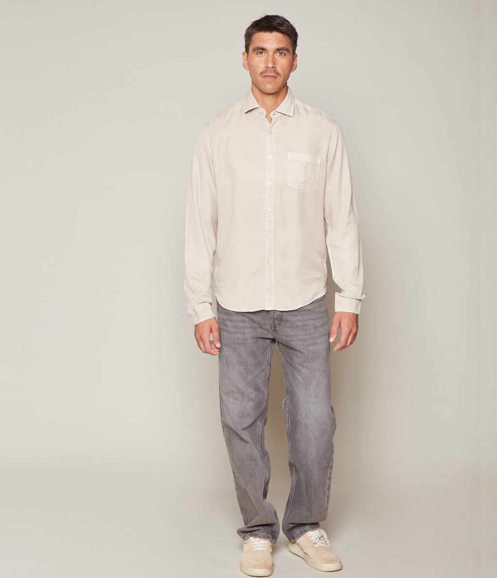 Camisa Hombre Lyocell Beige