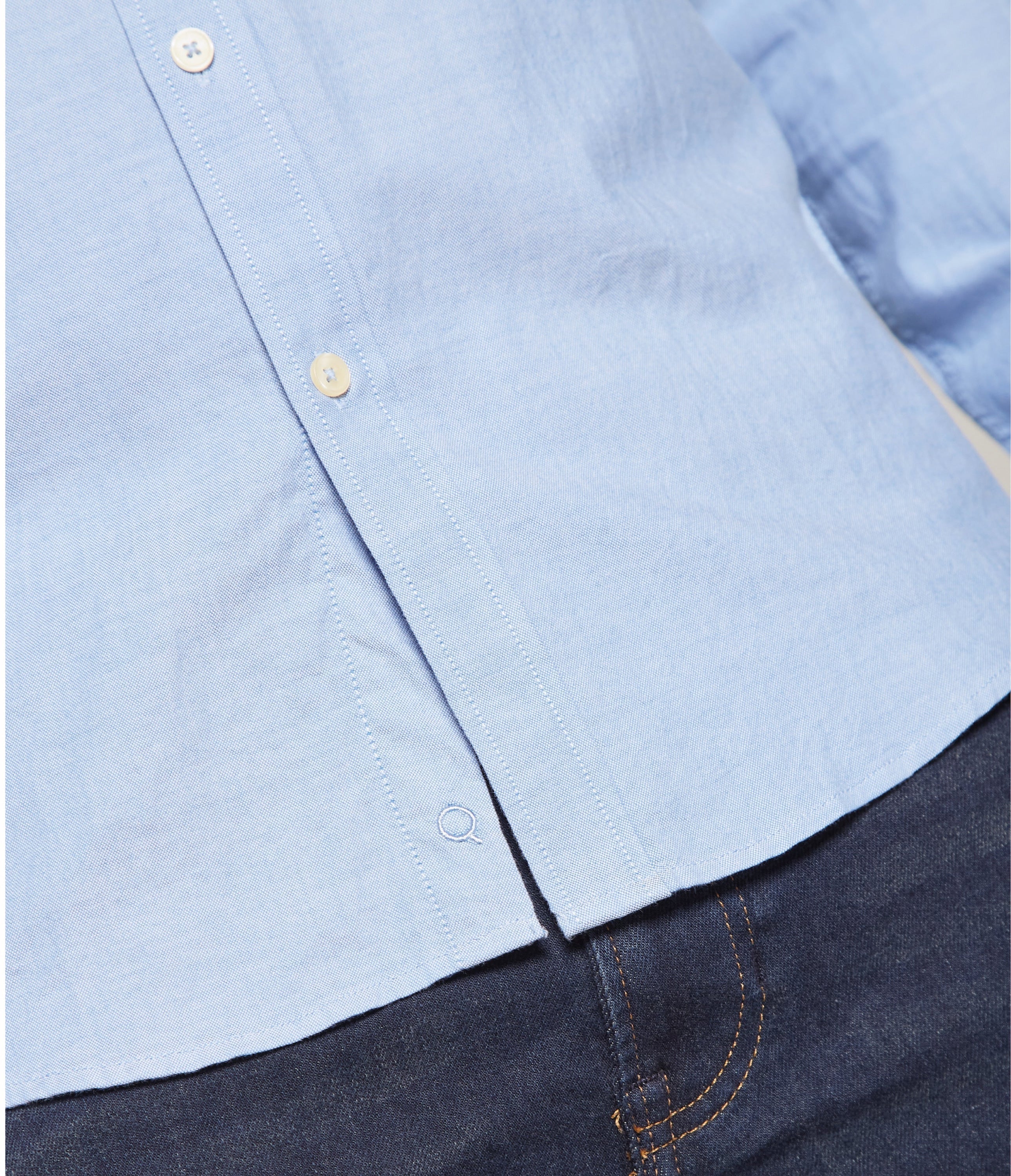 Camisa Hombre Algodón Oxford M/Larga Azul Claro