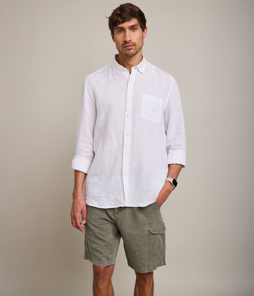 Camisa Hombre Lino M/Larga Dablin Blanco