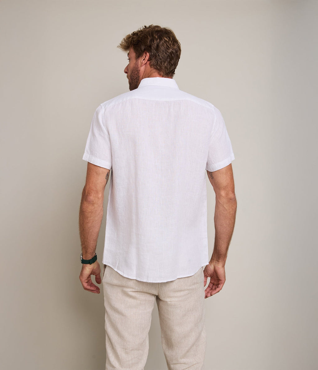 Camisa Hombre Lino Sintra M/Corta Blanco
