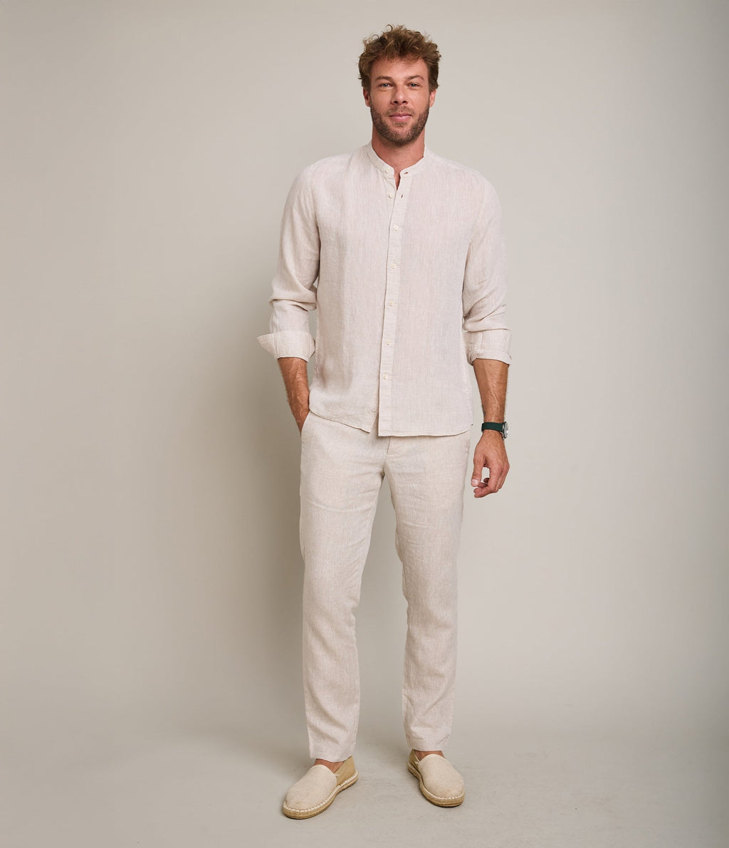 Camisa Hombre Lino Soria Beige