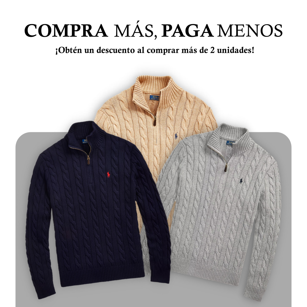 R&L - Suéter Lana con cremallera para hombre